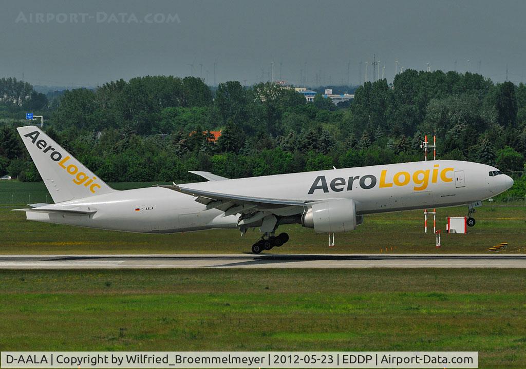 D-AALA, 2009 Boeing 777-FZN C/N 36001, Very short final to Runway 08L at Leipzig.