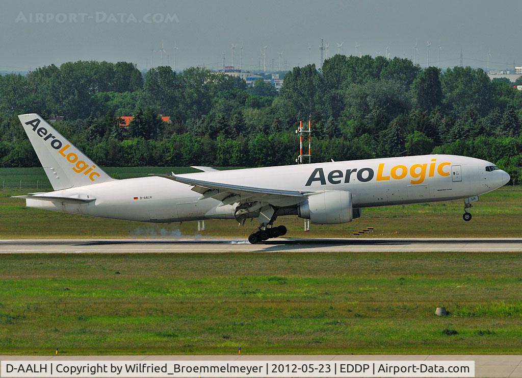 D-AALH, 2010 Boeing 777-FZN C/N 36200, Touch Down on Runway 08L at Leipzig.