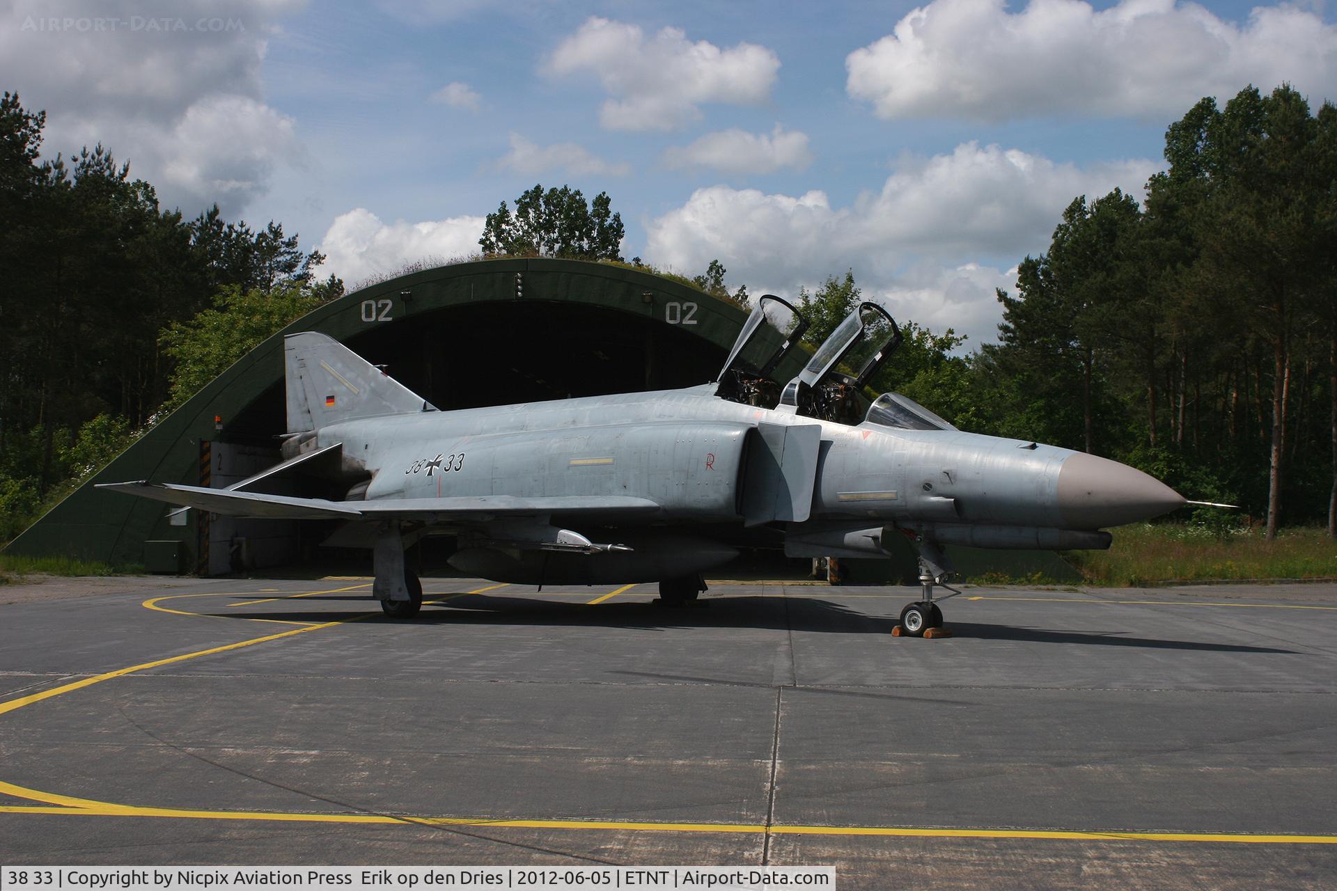 38 33, 1972 McDonnell Douglas F-4F Phantom II C/N 4704, 3833 before its' shelter at Wittmund AB