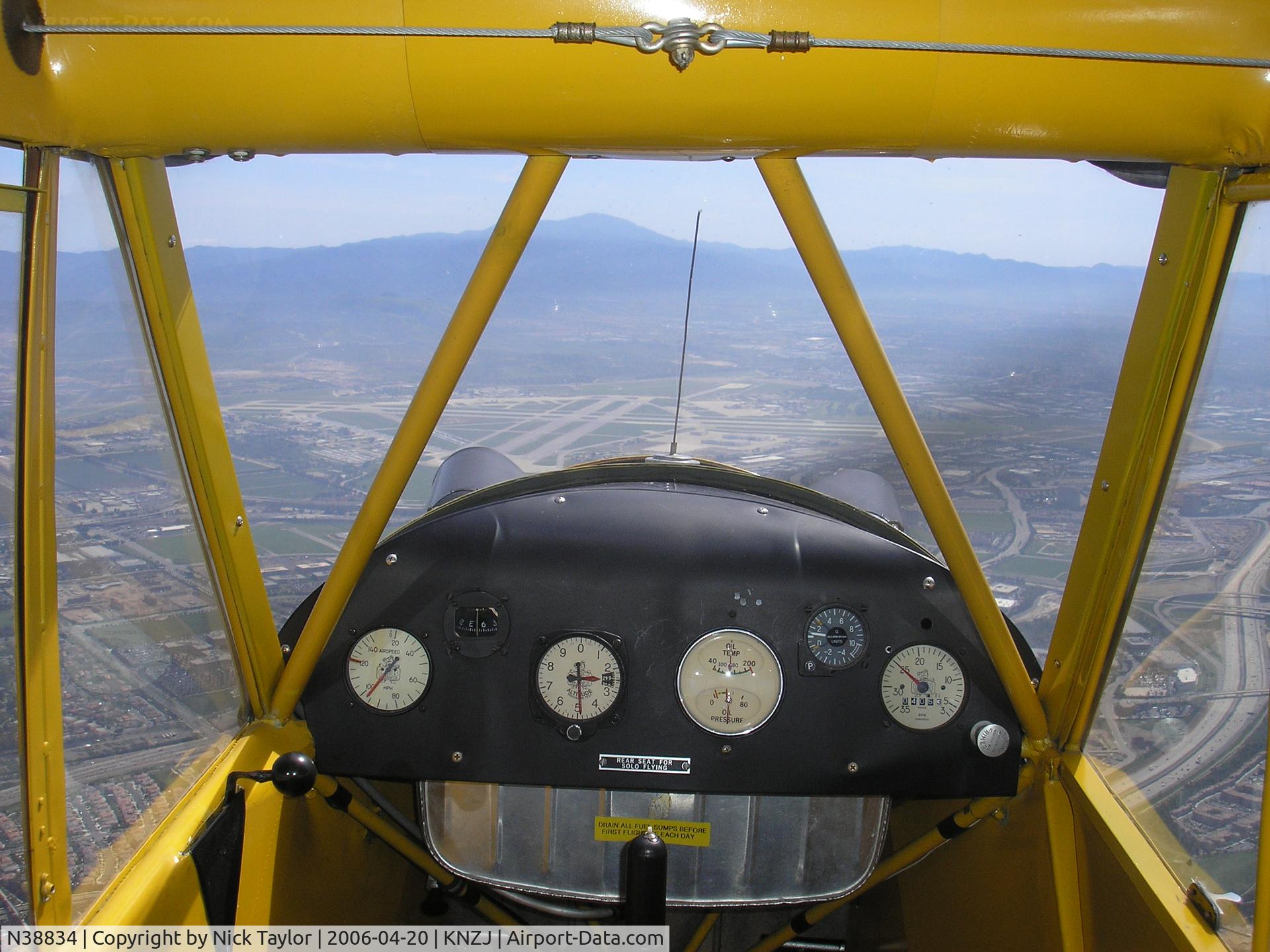 N38834, 1941 Piper J3F-65 Cub C/N 7321, Flying solo over the old El Toro Marine Base