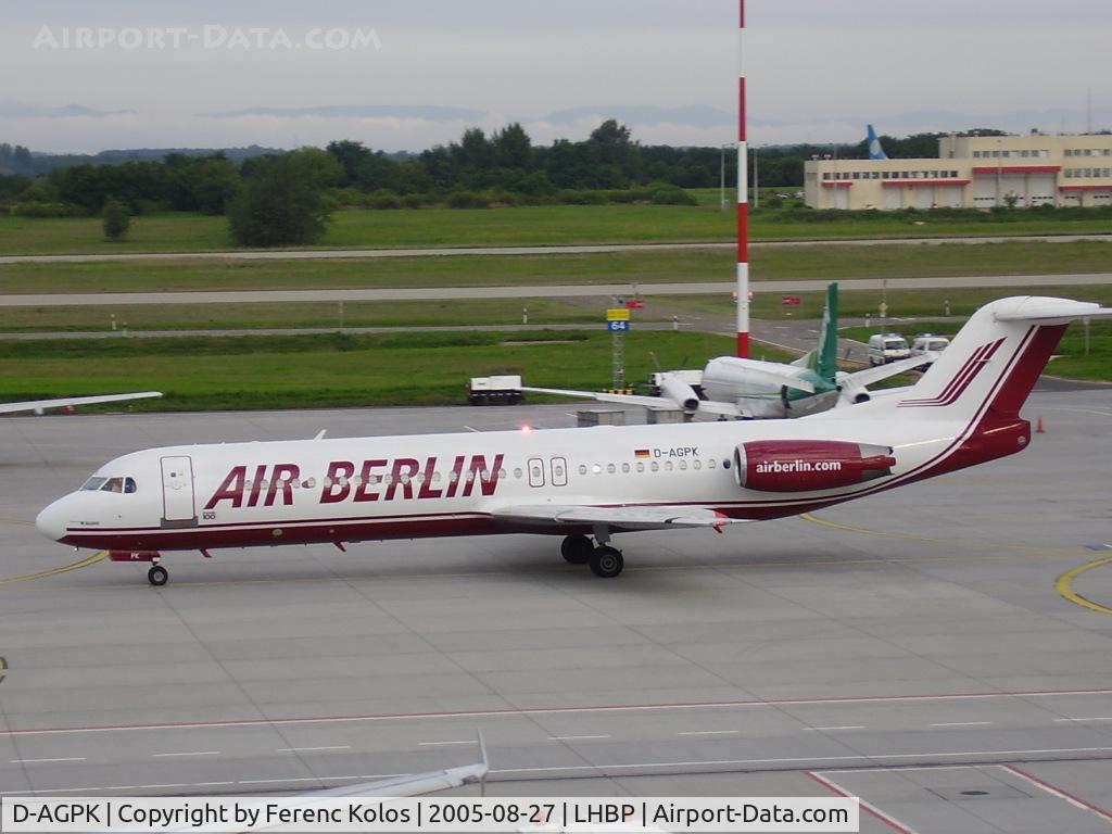 D-AGPK, 1990 Fokker 100 (F-28-0100) C/N 11313, Ferihegy