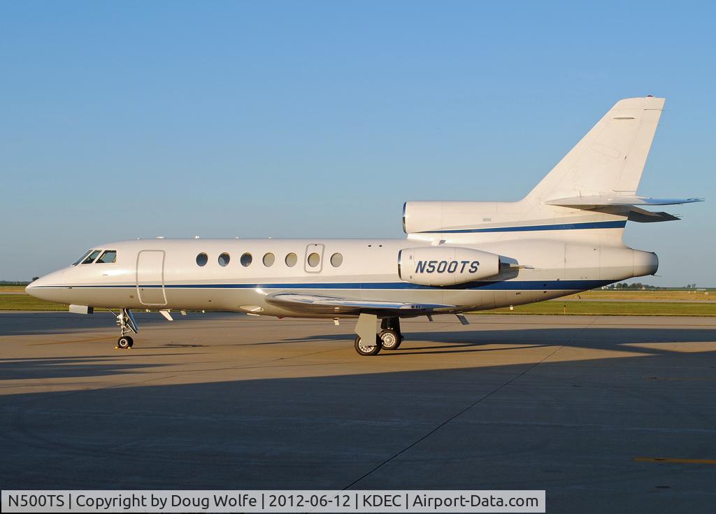 N500TS, 1987 Dassault Falcon 50 C/N 179, NASCAR driver Tony Stewart's jet parked at Decatur, Illinois (KDEC) while he is racing at Macon Speedway in June 2012.