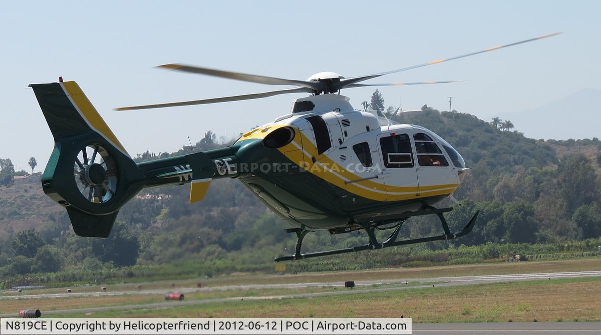 N819CE, 2007 Eurocopter EC-135P-2+ C/N 0544, Preparing to take off and looking to see if there is any traffic on runway 26