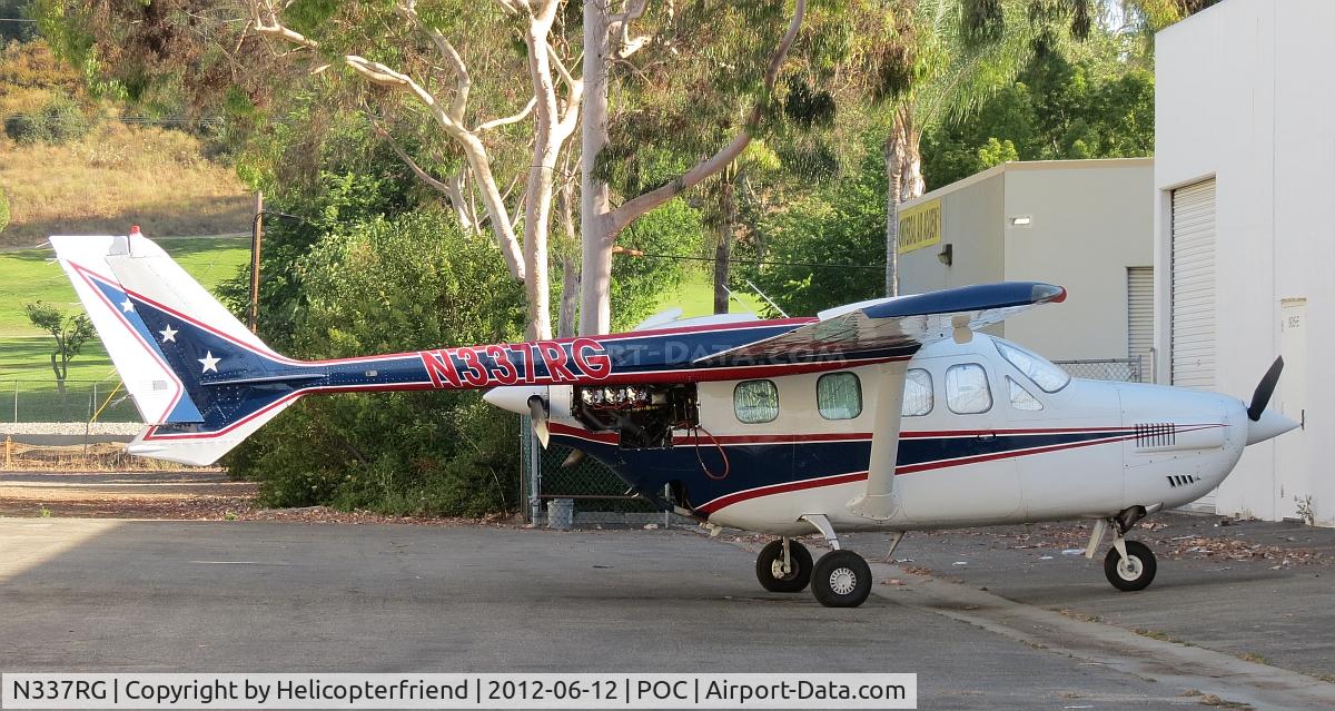 N337RG, 1972 Cessna T337G Turbo Super Skymaster C/N P3370067, Parked at an engine shop