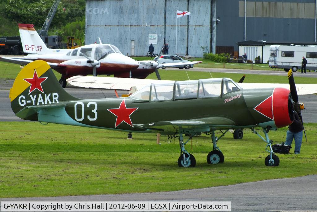 G-YAKR, 1989 Bacau Yak-52 C/N 899803, at the Air Britain flyin 2012