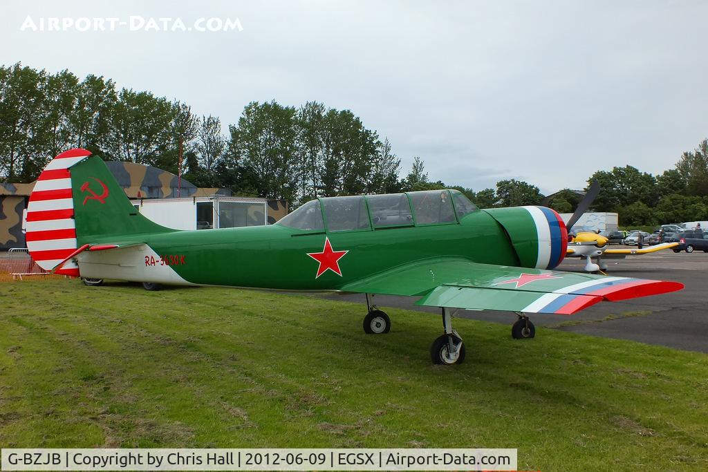 G-BZJB, 1981 Bacau Yak-52 C/N 811601, at the Air Britain flyin 2012