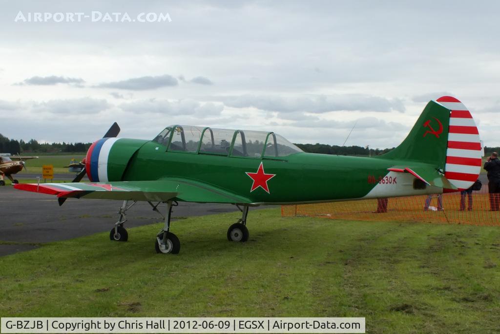 G-BZJB, 1981 Bacau Yak-52 C/N 811601, at the Air Britain flyin 2012