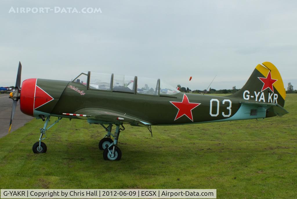 G-YAKR, 1989 Bacau Yak-52 C/N 899803, at the Air Britain flyin 2012