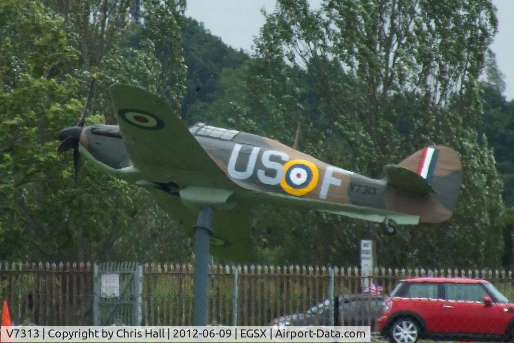 V7313, Hawker Hurricane I Replica C/N Not found V7313, Hawker Hurricane 1 (Replica) gate guardian at North Weald