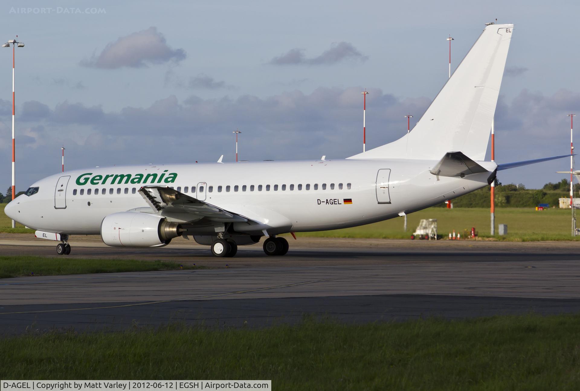 D-AGEL, 1997 Boeing 737-75B C/N 28110, Fresh out of spray in basic Germania C/S.
