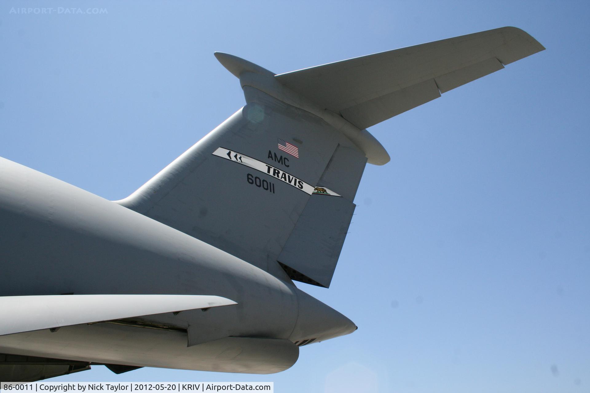 86-0011, 1986 Lockheed C-5M Super Galaxy C/N 500-0097, Note the different tail colors from the 2010 photo.