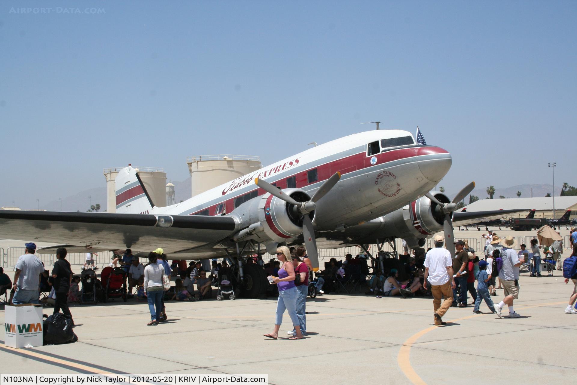 N103NA, 1945 Douglas DC-3C-S1C3G (C-47B) C/N 16821, The Flabob Express on display at the March AFB airshow 2012