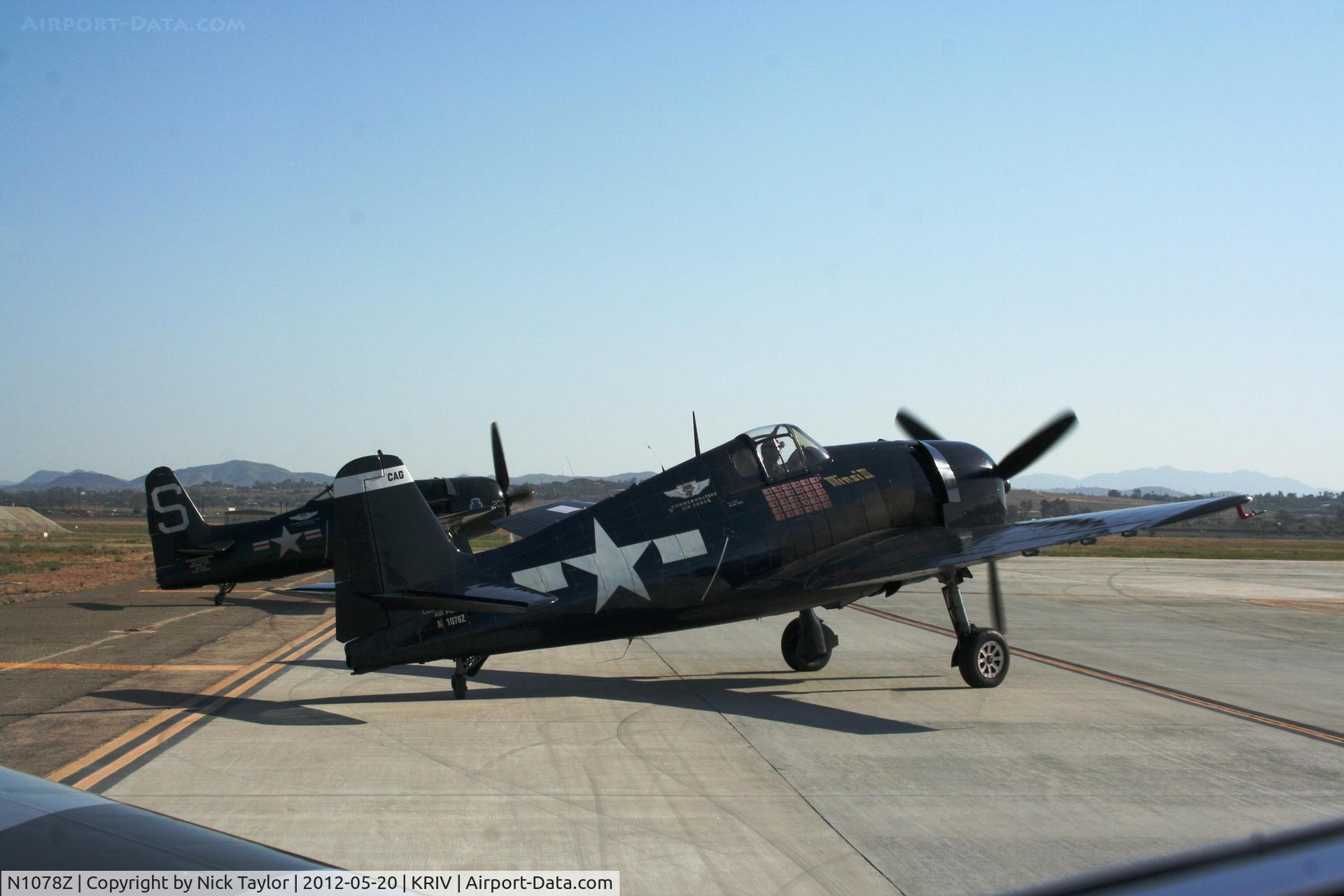 N1078Z, 1963 Grumman F6F-5 Hellcat C/N 27354801-66, Run up after the March AFB airshow