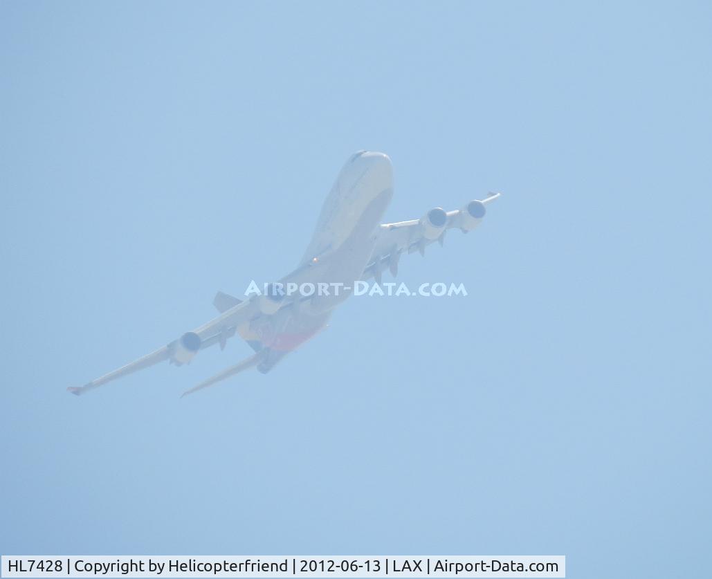 HL7428, 1998 Boeing 747-48E C/N 28552, Turning final for runway 24