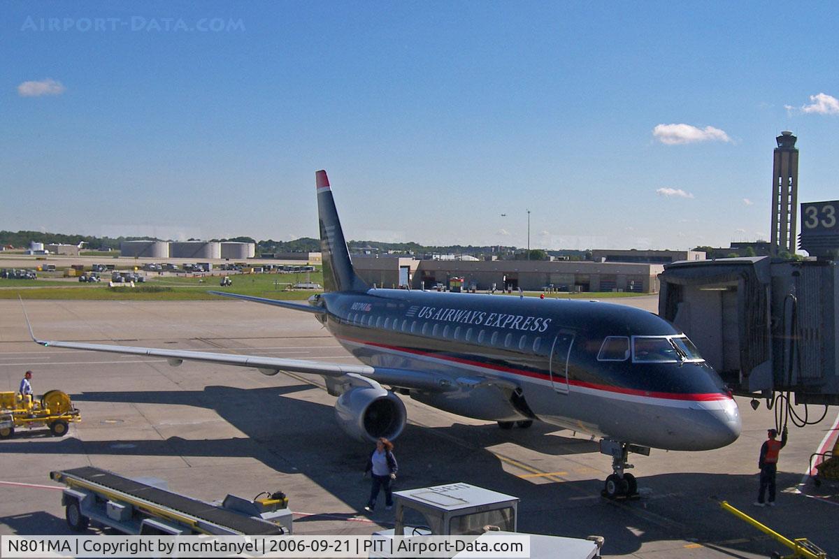 N801MA, 2004 Embraer 170SU (ERJ-170-100SU) C/N 17000012, US Airways Express Embraer ERJ 170 waiting to take me to Charlotte