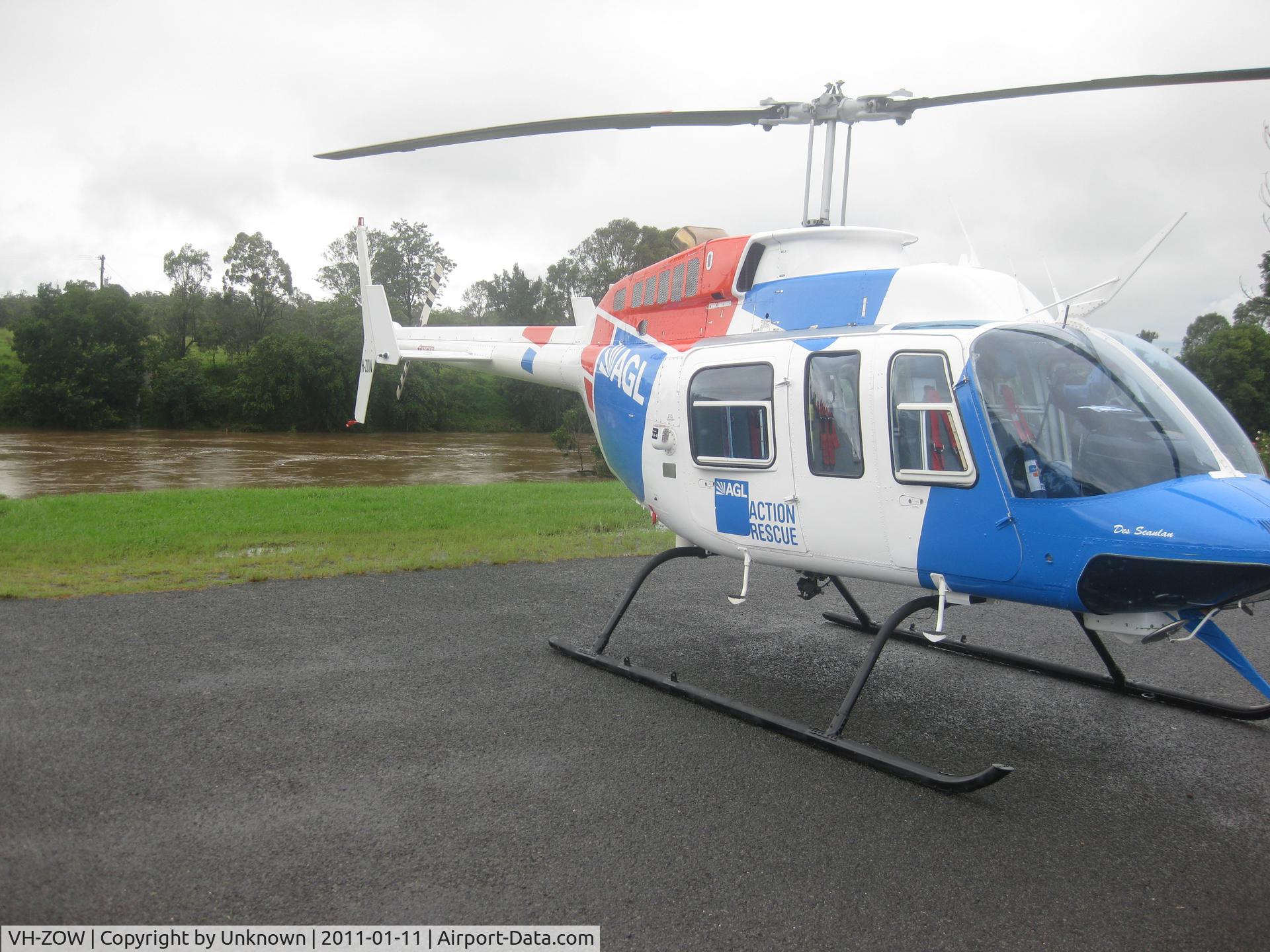 VH-ZOW, 1980 Bell 206L-1 LongRanger II C/N 45495, In action for the Bundaberg floods.