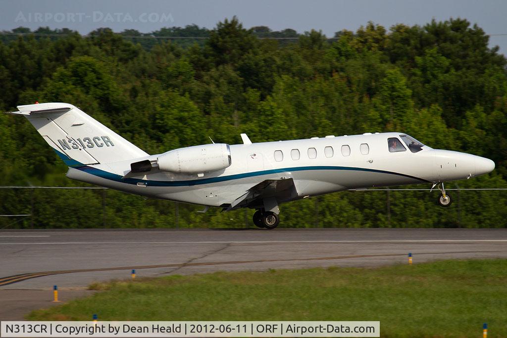 N313CR, 2005 Cessna 525A CitationJet CJ2 C/N 525A0234, Crypton Air LLC 2005 Cessna 525A CitationJet 2 N313CR from Oakland County International Airport (KPTK) - Pontiac, MI, landing RWY 23. Coming here to pick up two passengers and head to Detroit Metro Wayne County Airport (KDTW).