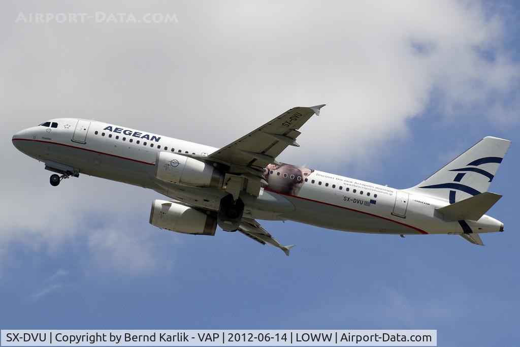 SX-DVU, 2009 Airbus A320-232 C/N 3753, Climbing out of Rwy 29