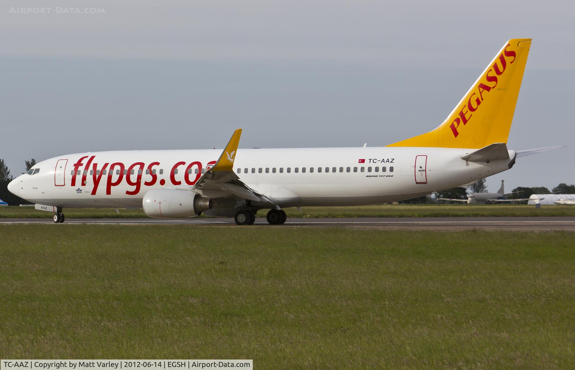 TC-AAZ, 2010 Boeing 737-82R C/N 40875, Departing EGSH in the eveing sun.
