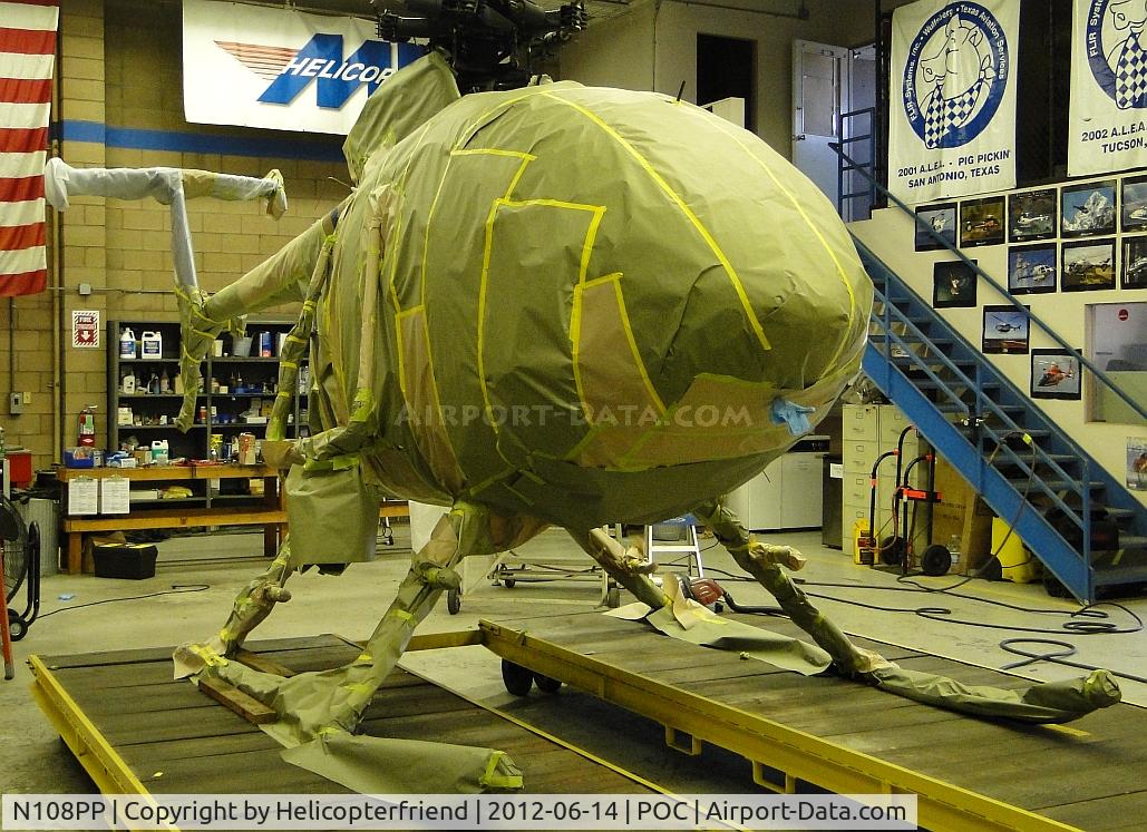 N108PP, 2008 MD Helicopters 369E C/N 0578E, Completely covered for the adding of a gold stripe, once the correct paint is obtained. Ship also down for inspection