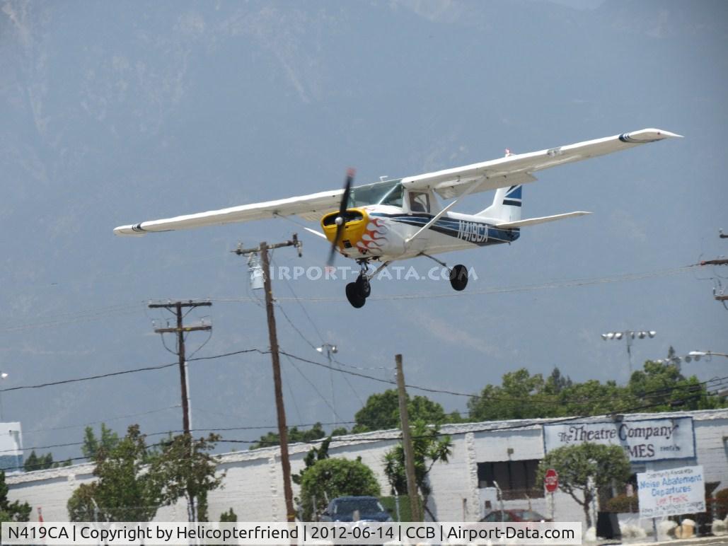 N419CA, 1968 Cessna 150H C/N 15069273, On final passing over the fence