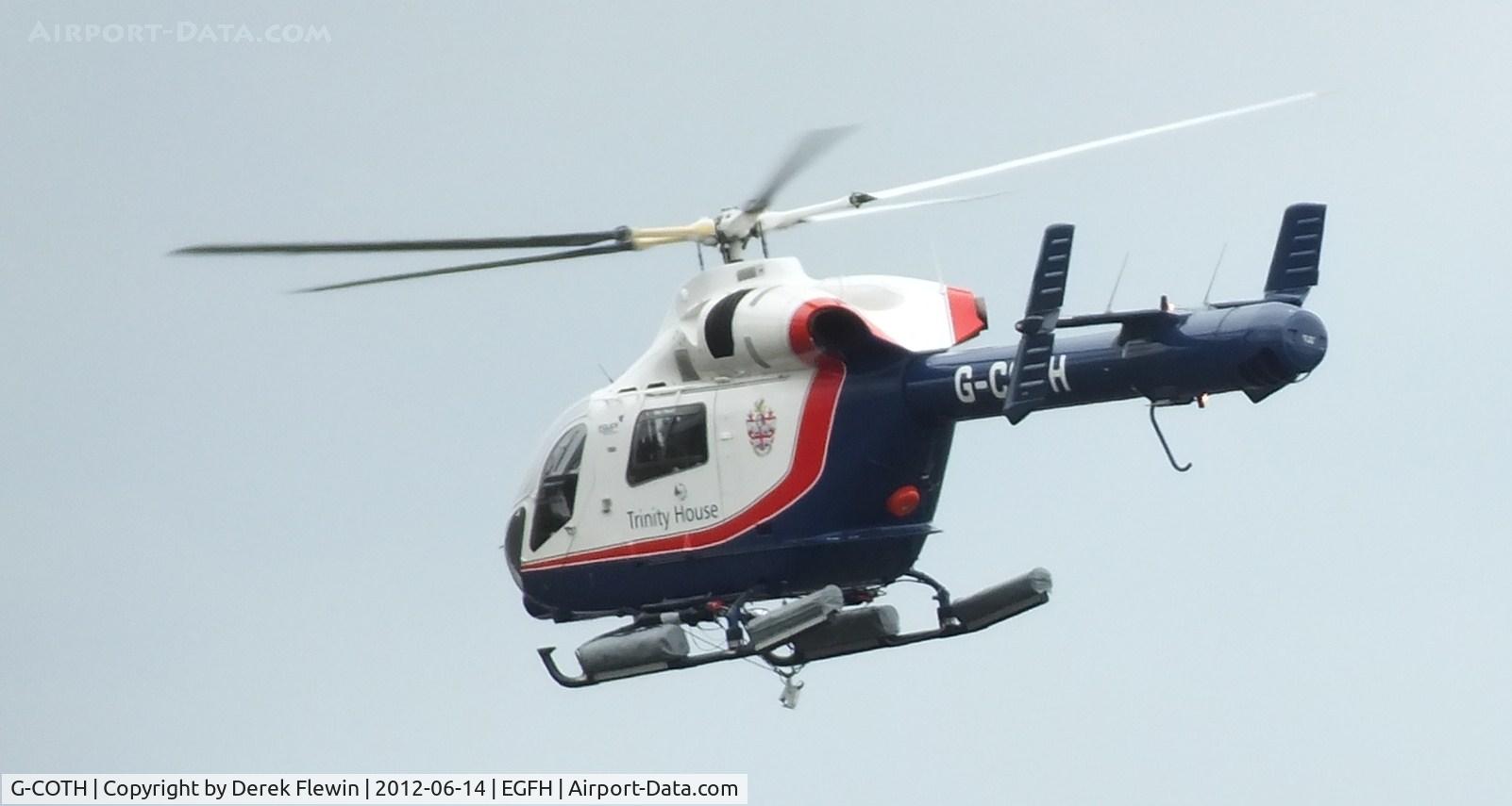 G-COTH, 2001 MD Helicopters MD-900 Explorer C/N 900-00085, Departing EGFH en route to Mumbles Lighthouse.