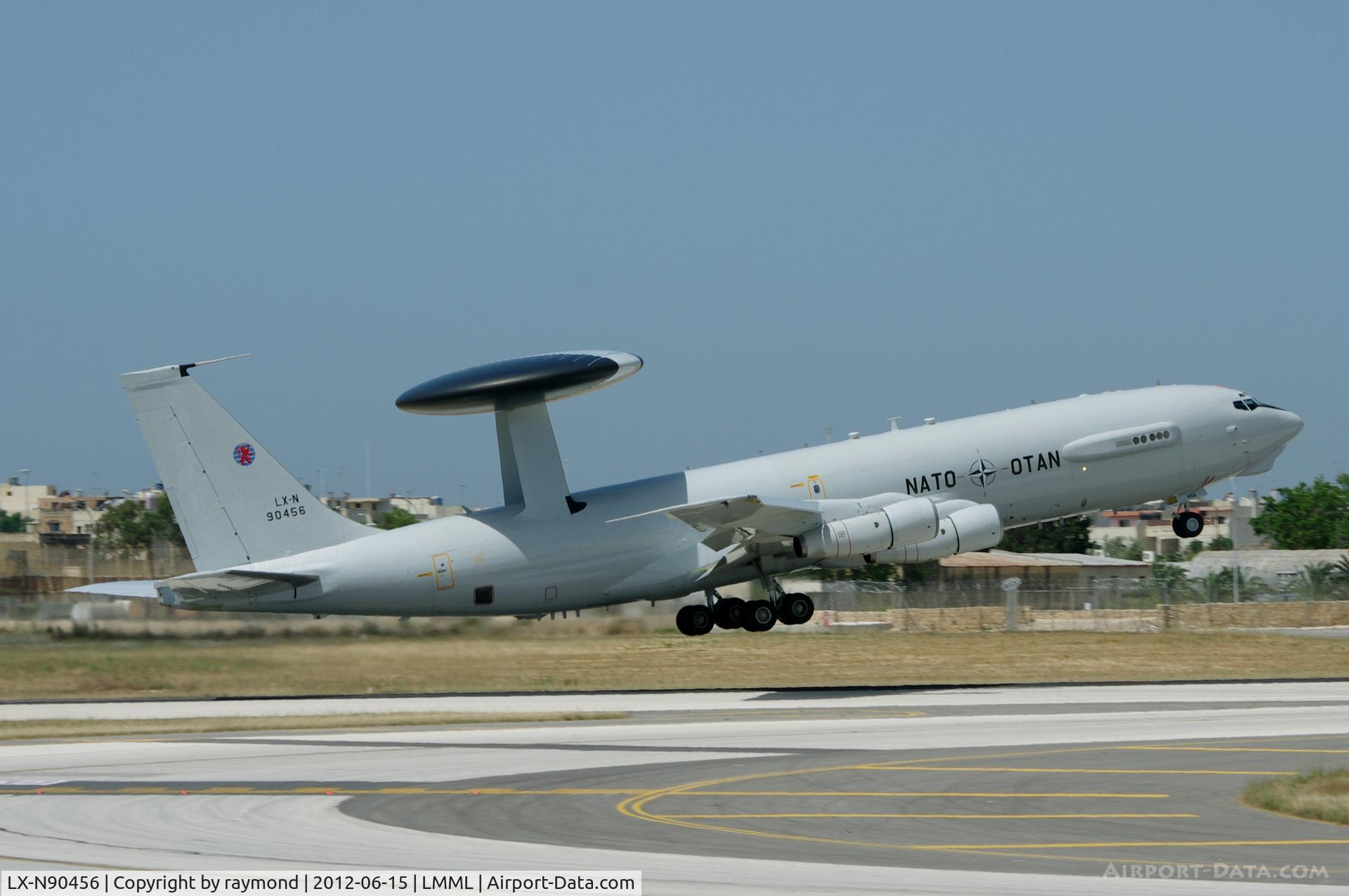LX-N90456, 1984 Boeing E-3A Sentry C/N 22851, E-3A Sentry LX-N90456 of Nato taking off from Malta after bringing some parts for another Sentry LX-N90458.