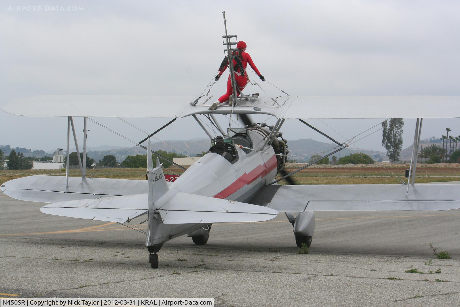 N450SR, 1942 Boeing B75N1 C/N 75-7016, Silver wings wingwalking