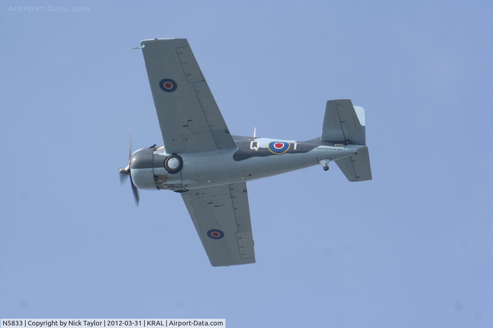 N5833, 1945 General Motors (Grumman) FM-2 Wildcat C/N 5833, FM-2 Martlett passing over