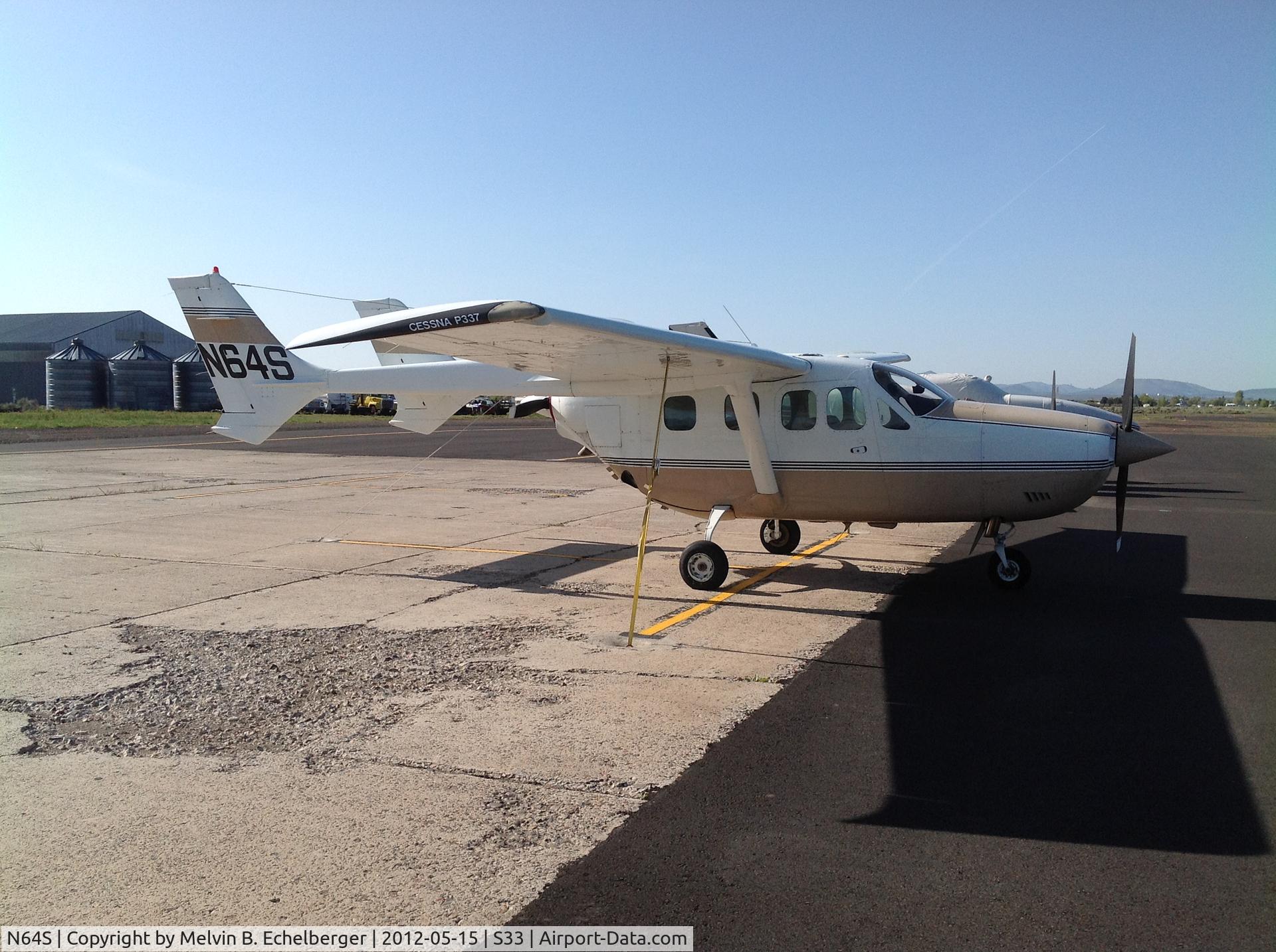 N64S, 1974 Cessna T337G Turbo Super Skymaster C/N P3370179, Saw this AC on a stop in Madras one of the airports  in the 2012 Oregon Air Tour