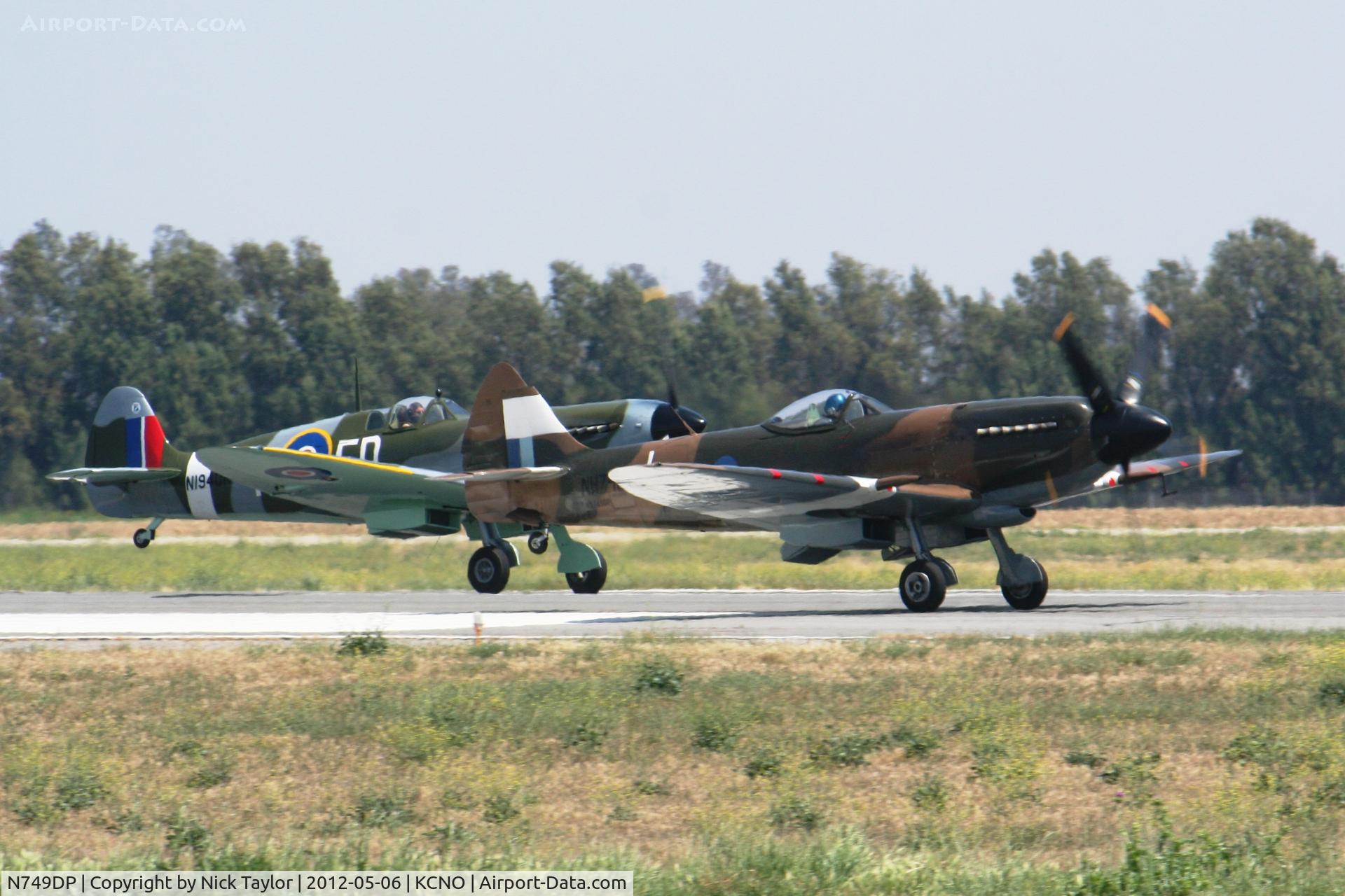 N749DP, 1945 Supermarine Spitfire XIV C/N 6S/583887, Taking off with N1940K