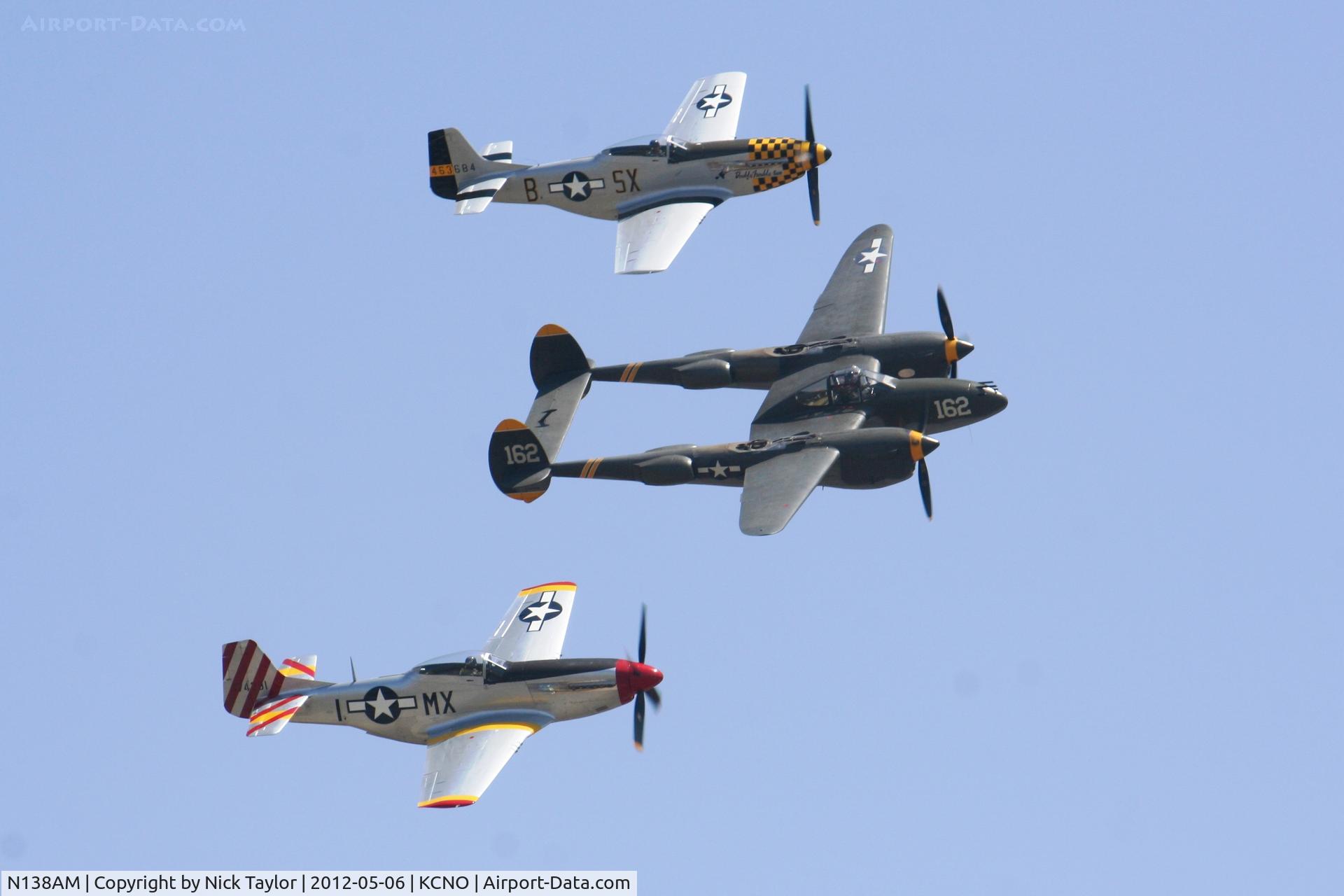 N138AM, 1943 Lockheed P-38J Lightning C/N 44-23314, 23 Skidoo leads N451TB & N351MX