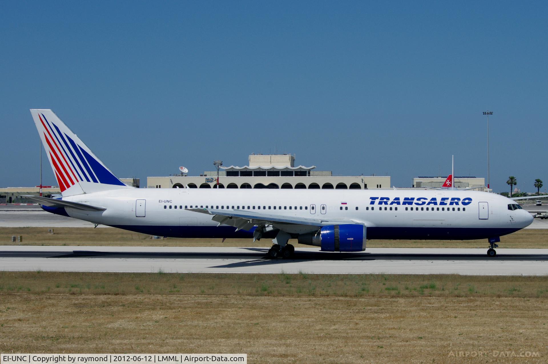 EI-UNC, 2000 Boeing 767-319 C/N 29388, B767 EI-UNC of Transaero on a rare visit in Malta.