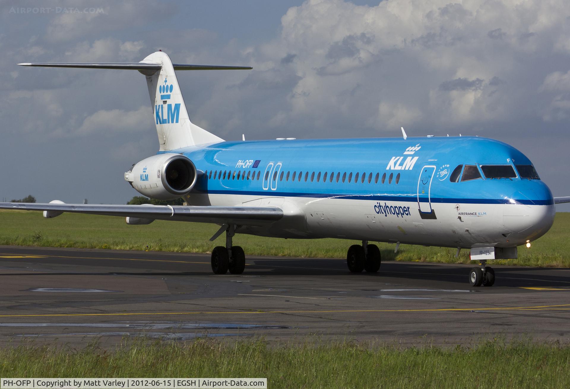 PH-OFP, 1995 Fokker 100 (F-28-0100) C/N 11472, Arriving at EGSH.