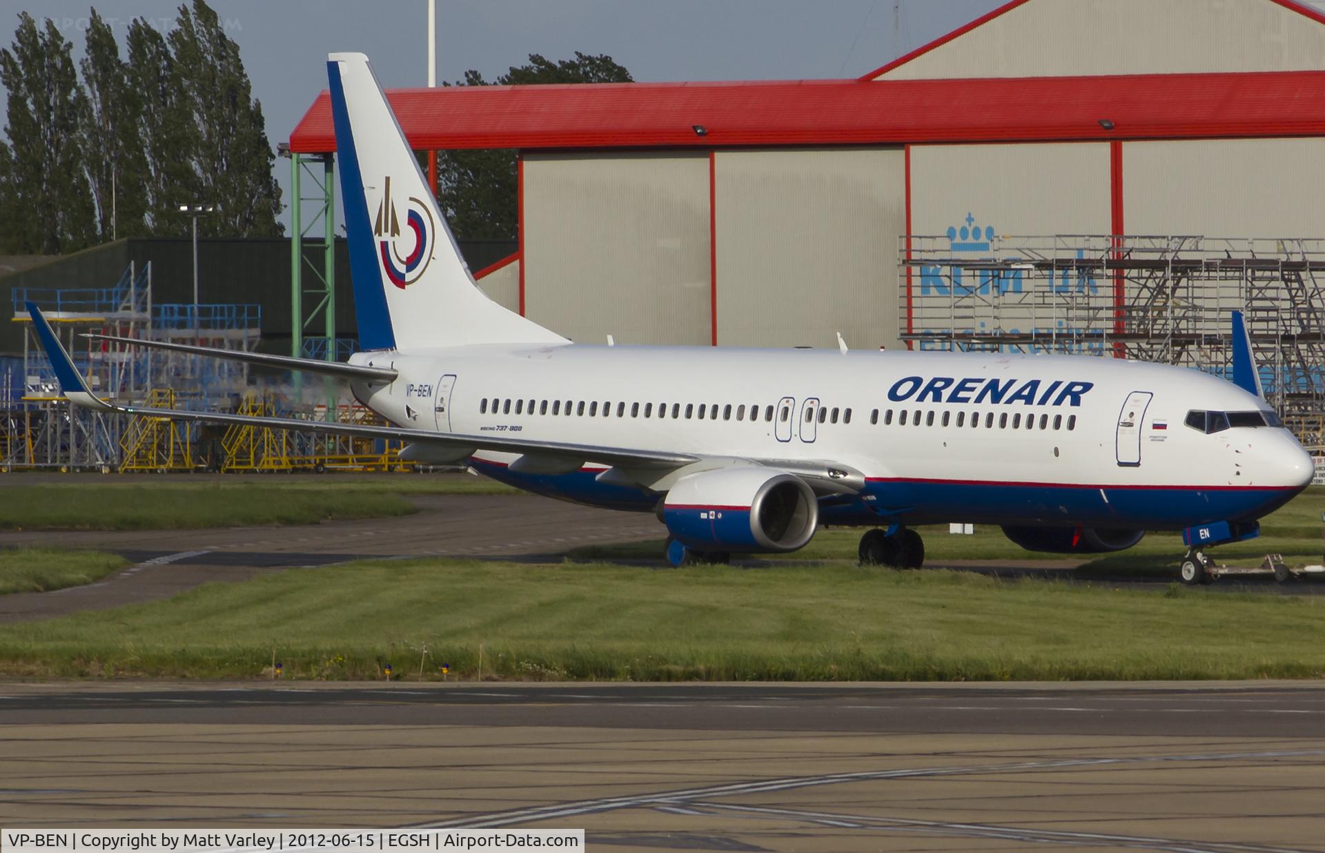 VP-BEN, 2002 Boeing 737-86J C/N 32917, Being towed along taxiway Papa.