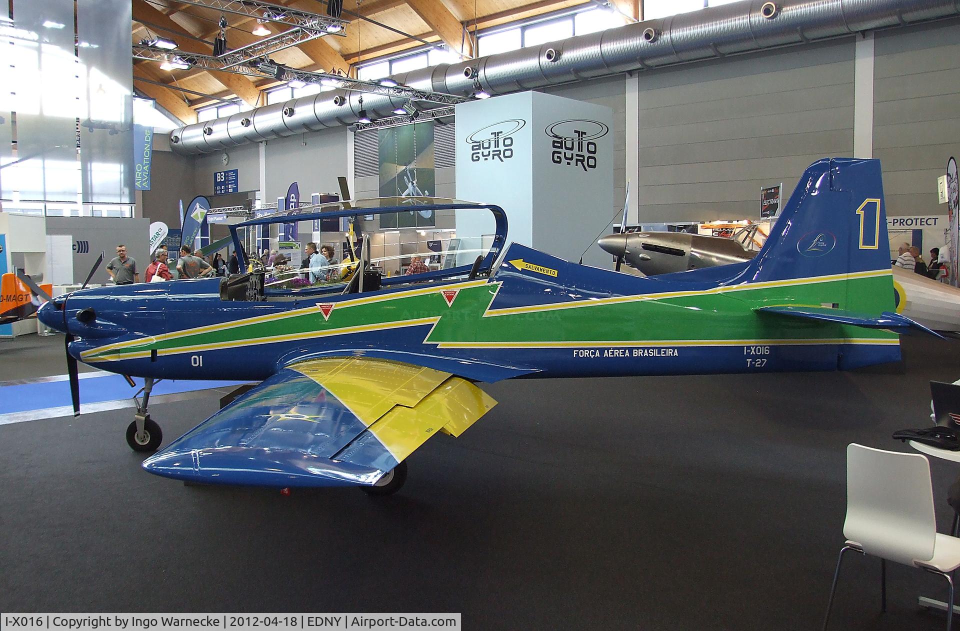 I-X016, Embraer T-27 Tucano (EMB-312) Replica C/N Not found I-X016, Flying Legend Tucano replica at the AERO 2012, Friedrichshafen