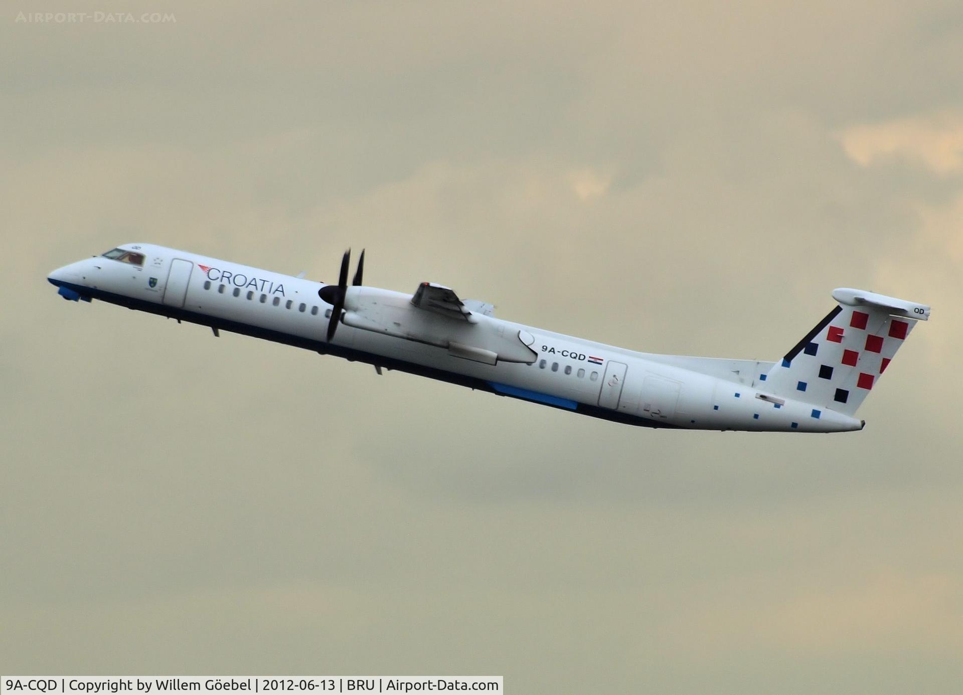 9A-CQD, 2009 De Havilland Canada DHC-8-402Q Dash 8 C/N 4260, Take off from Brussel Airport