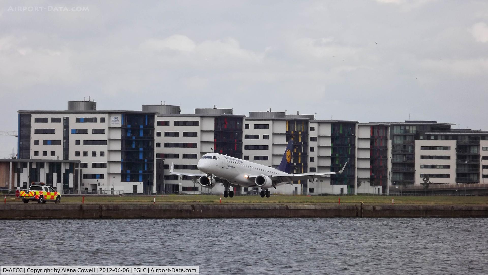 D-AECC, 2009 Embraer 190LR (ERJ-190-100LR) C/N 19000333, D-AECC arriving at London City Airport.