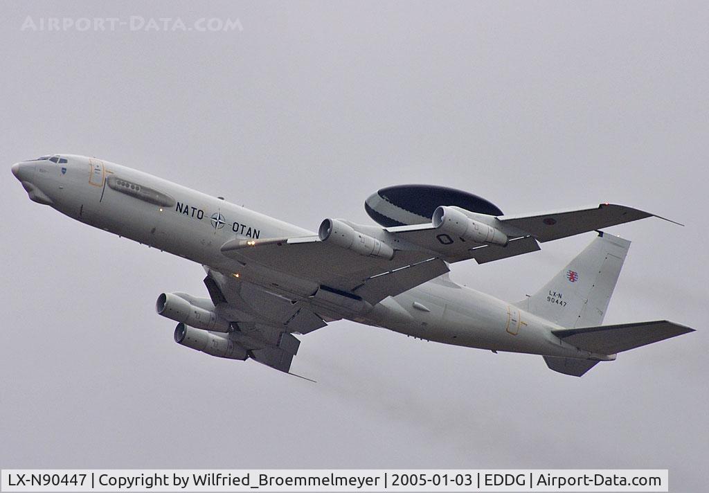 LX-N90447, 1982 Boeing E-3A Sentry C/N 22842, On low approach to Muenster-Osnabrueck Airport.