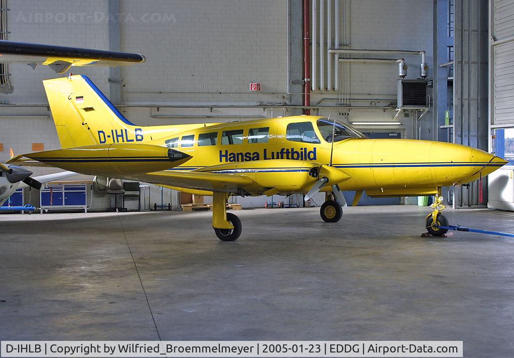 D-IHLB, 1978 Cessna 402B Businessliner C/N 402B1340, Parked in Hangar at Muenster-Osnabrueck Airport.