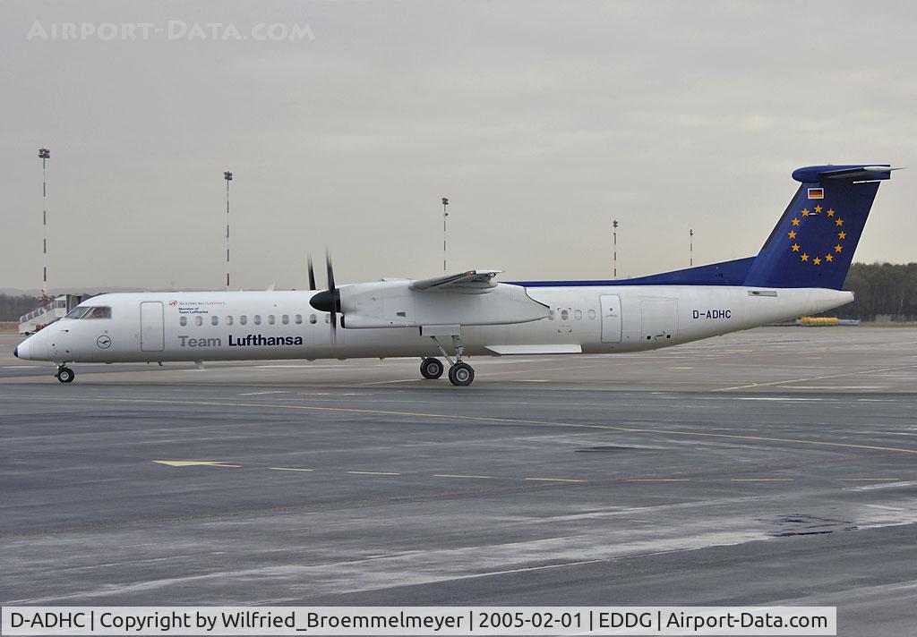 D-ADHC, 2001 De Havilland Canada DHC-8-402Q Dash 8 C/N 4045, Taxiing out for a flight to Munich.