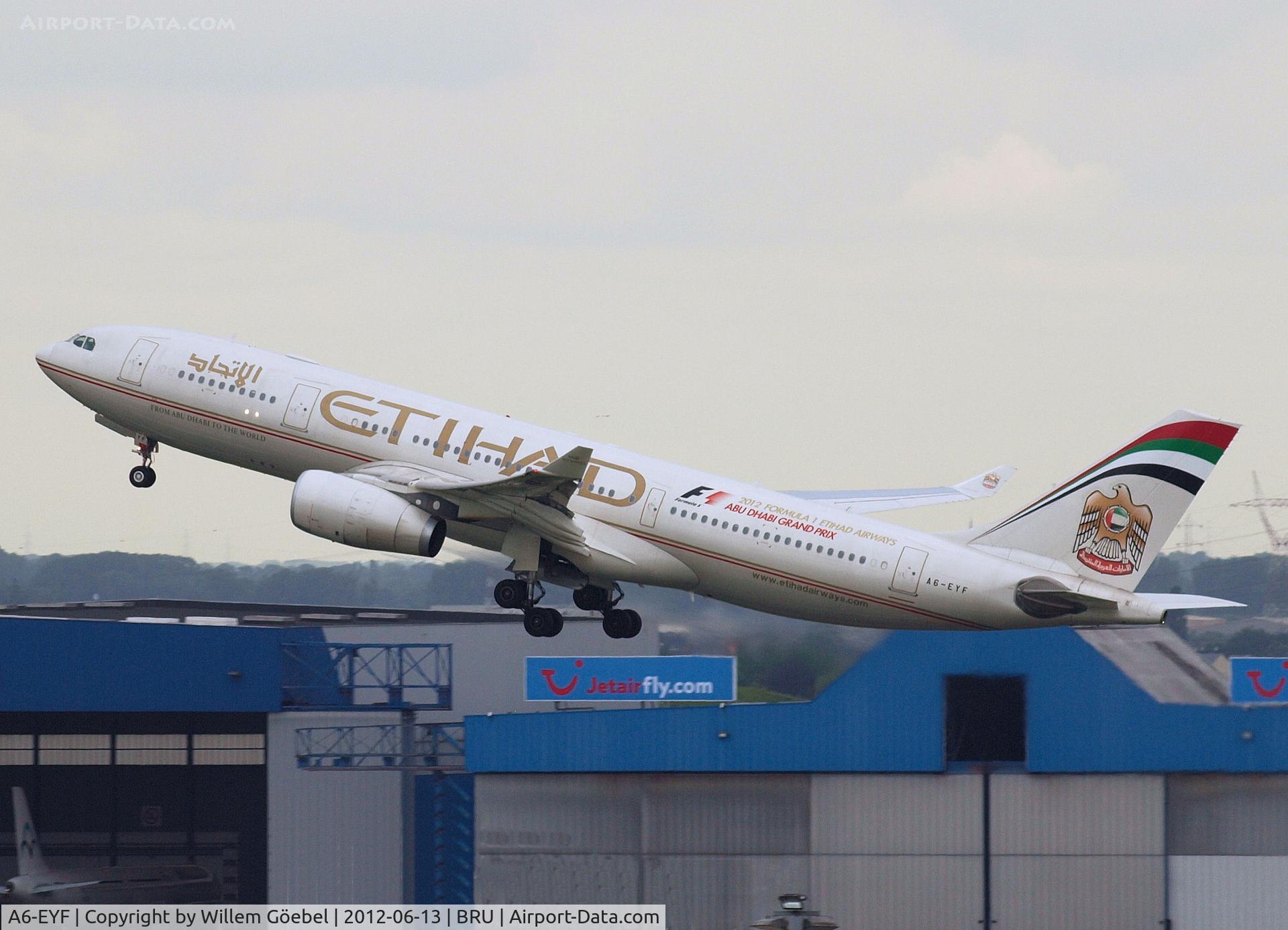 A6-EYF, 2006 Airbus A330-243 C/N 717, Take off from Brussel Airport