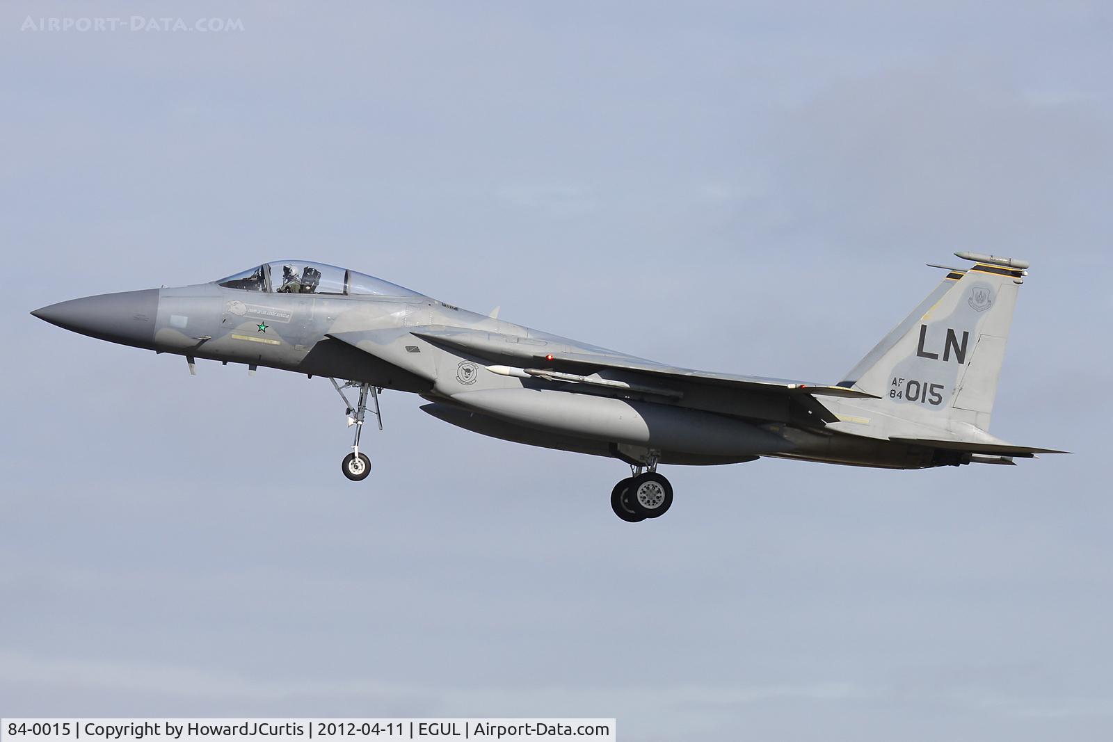 84-0015, 1984 McDonnell Douglas F-15C Eagle C/N 0925/C318, Operated by 493rd FS/48th FW, based here. The star on the nose signifies the downing of an Iraqi PC-9 on 22nd March 1991.