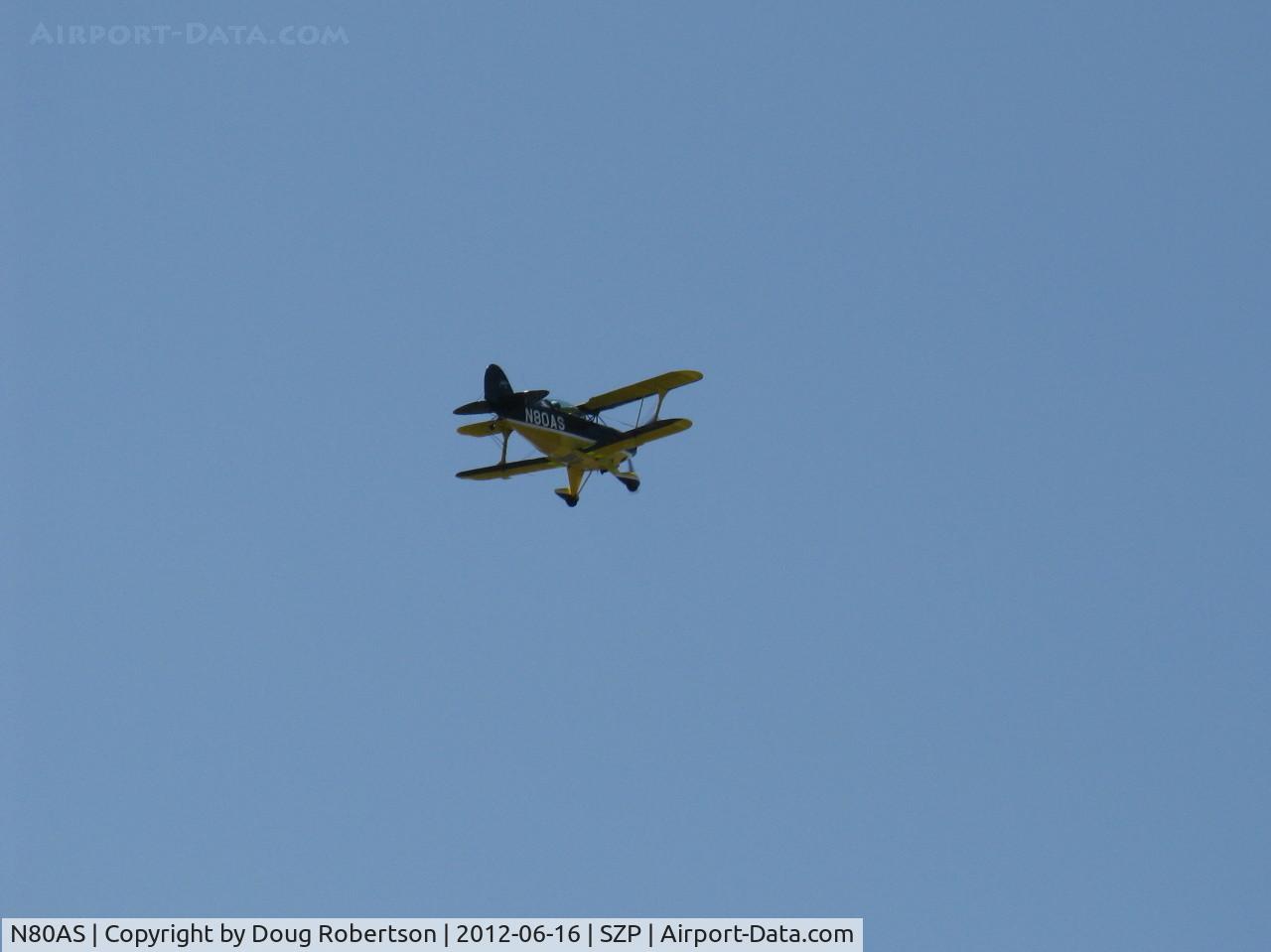 N80AS, 1992 Pitts S-2B Special C/N 5244, 1992 PITTS AEROBATICS S-2B, Lycoming AEIO-540, takeoff climb Rwy 22