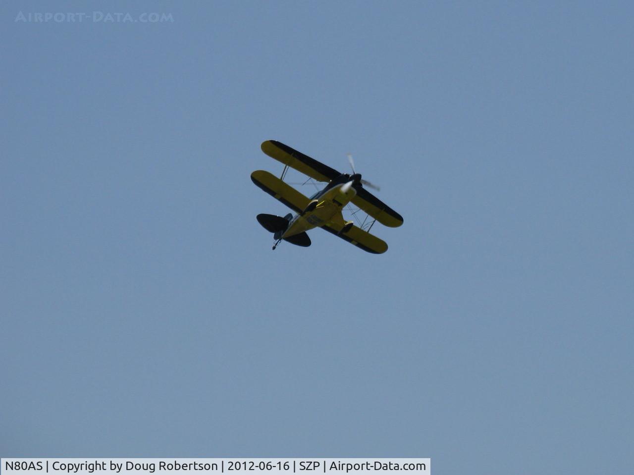 N80AS, 1992 Pitts S-2B Special C/N 5244, 1992 PITTS AEROBATICS S-2B, Lycoming AEIO-540, takeoff climb Rwy 22