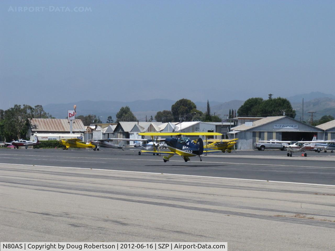 N80AS, 1992 Pitts S-2B Special C/N 5244, 1992 PITTS AEROBATICS S-2B, Lycoming AEIO-540, landing Rwy 22