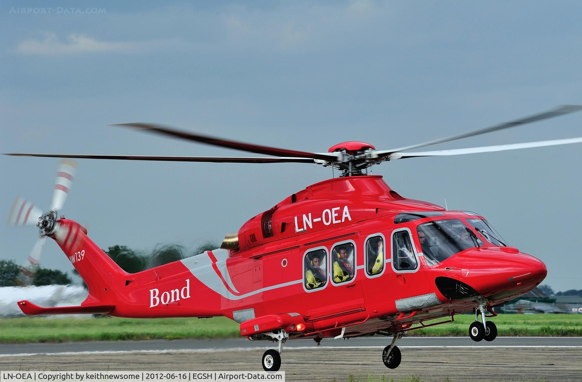 LN-OEA, 2012 AgustaWestland AW-139 C/N 41270, Still working hard at Norwich with new Norwegian registration ....