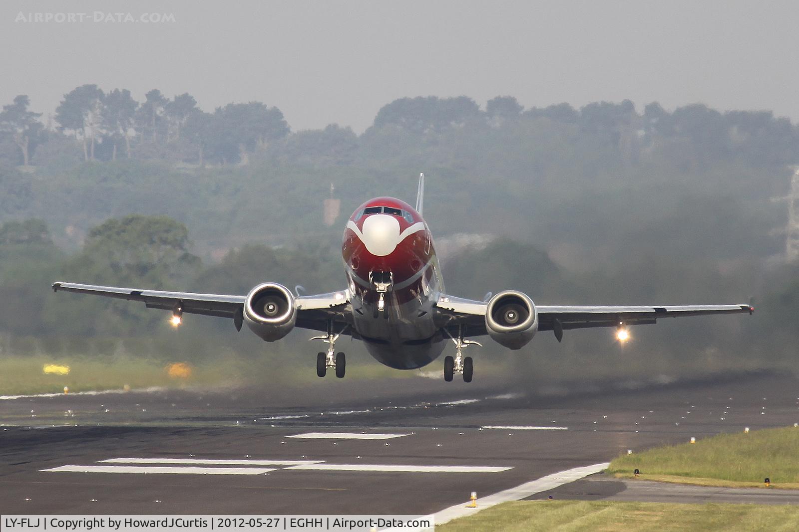 LY-FLJ, 1989 Boeing 737-3K2 C/N 24327, Departing in the early morning.
