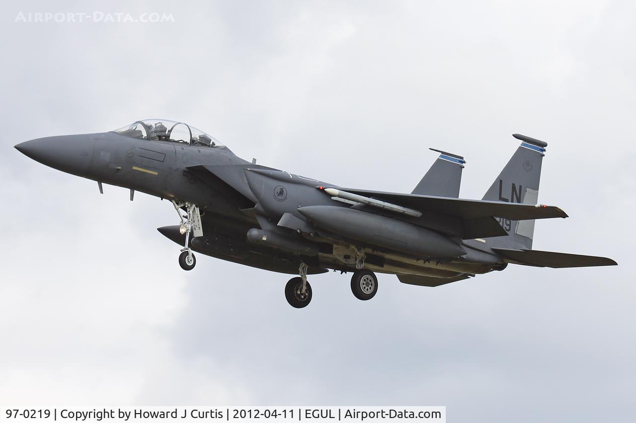 97-0219, McDonnell Douglas F-15E-61-MC Strike Eagle Strike Eagle C/N 1357/E218, Operated by 492nd FS/48th FW, based here.