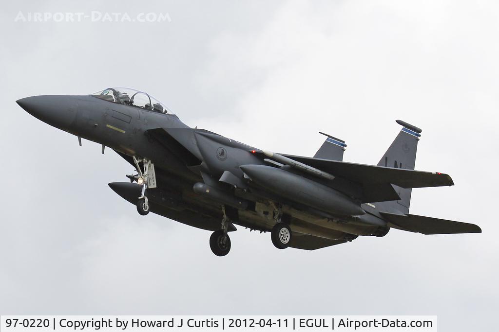 97-0220, 1997 McDonnell Douglas F-15E Strike Eagle C/N 1358/E219, Operated by 492nd FS/48th FW, based here.